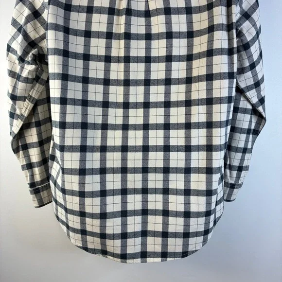 Filson Alaskan Guide Sz Medium Buffalo Check Flannel Shirt Cream Black Cotton